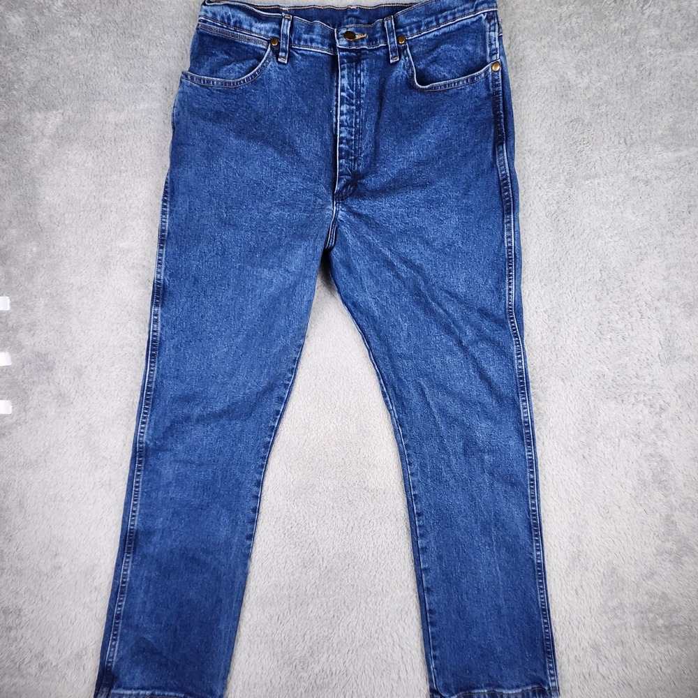 Wrangler Womens Cowboy Cut Slim Fit Jeans 15x32 (34x31) Blue Stonewashed Stretch - Picture 3 of 11